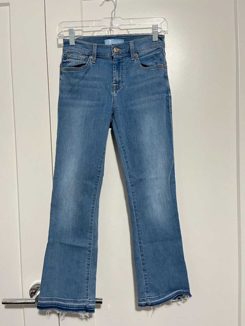 7 For All Mankind Size 24 Blue Huntington b(air) Cropped Boot Jeans